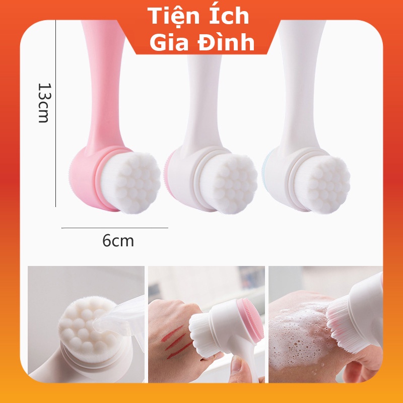 Bàn chải rửa mặt 2 đầu silicone, Dụng Cụ Rửa Mặt 2 Đầu Silicone cầm tay, máy rửa mặt cầm tay [Có sẵn]