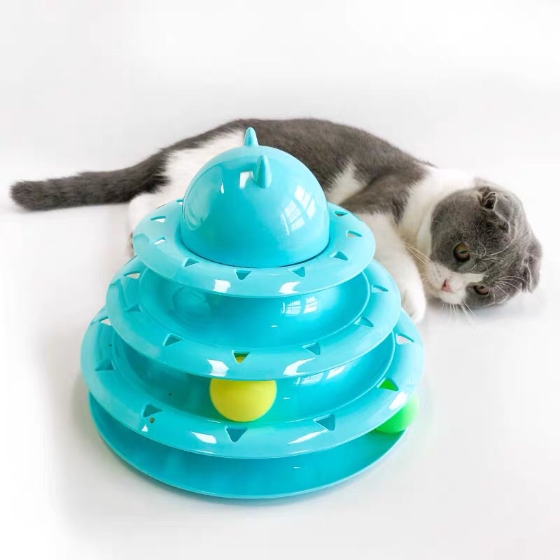 Tháp banh 3 tầng dễ thương cho mèo / Tháp đồ chơi mặt mèo kèm bóng nhựa - Tạp Hoá Thú Cưng Happy