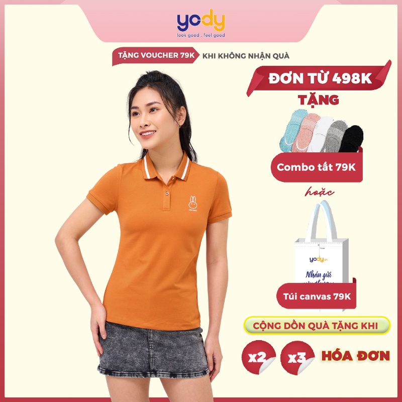 Áo Polo Nữ Pique Mắt Chim In Hình Thỏ, Áo Cộc Tay Có Cổ Thoáng Mát Thấm Hút Mồ Hôi APN5086