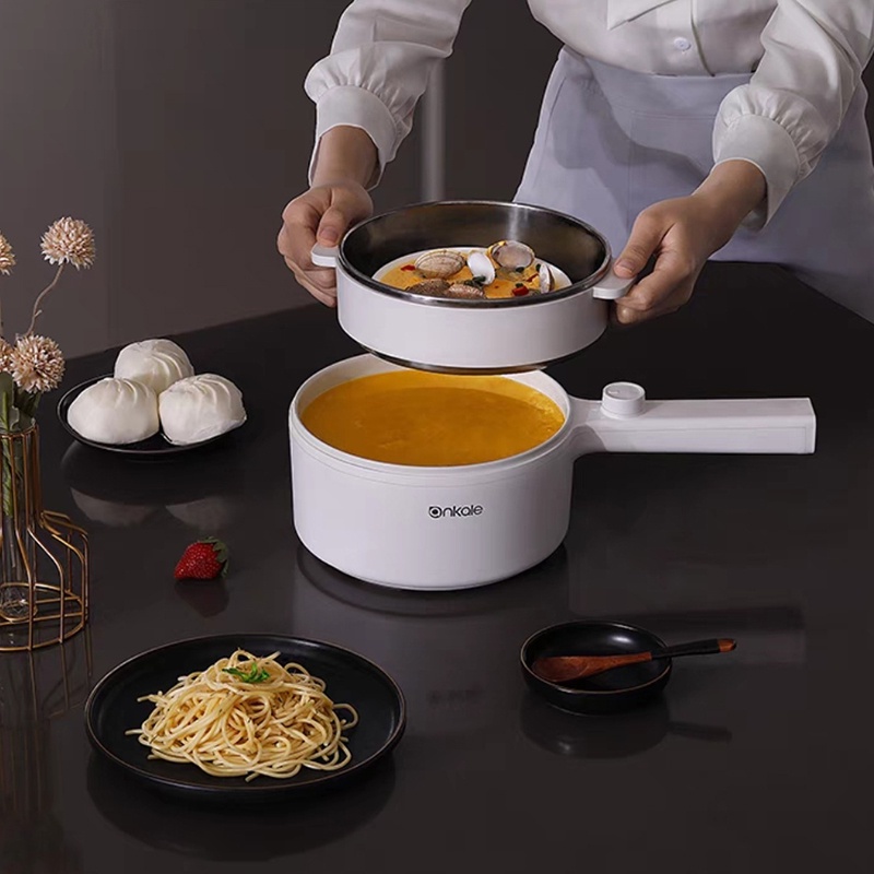 Nồi Lẩu Điện Mini Nồi Nấu Mì Chống Dính Có Kèm Lồng Hấp Đa Năng Nhiều Chế Độ Nhiệt thích hợp cho 2-3 người TN01