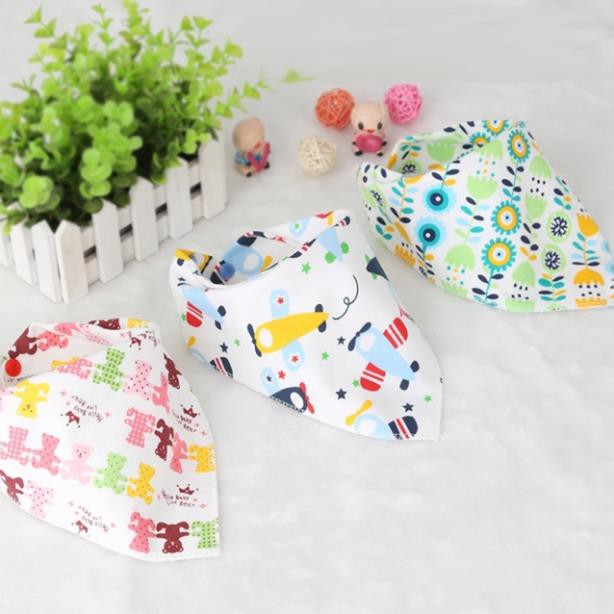 Khăn yếm tam giác Cotton 2 lớp cúc bấm cao cấp cho bé từ 0 đến 4 tuổi (loại 2 nấc cúc bấm)