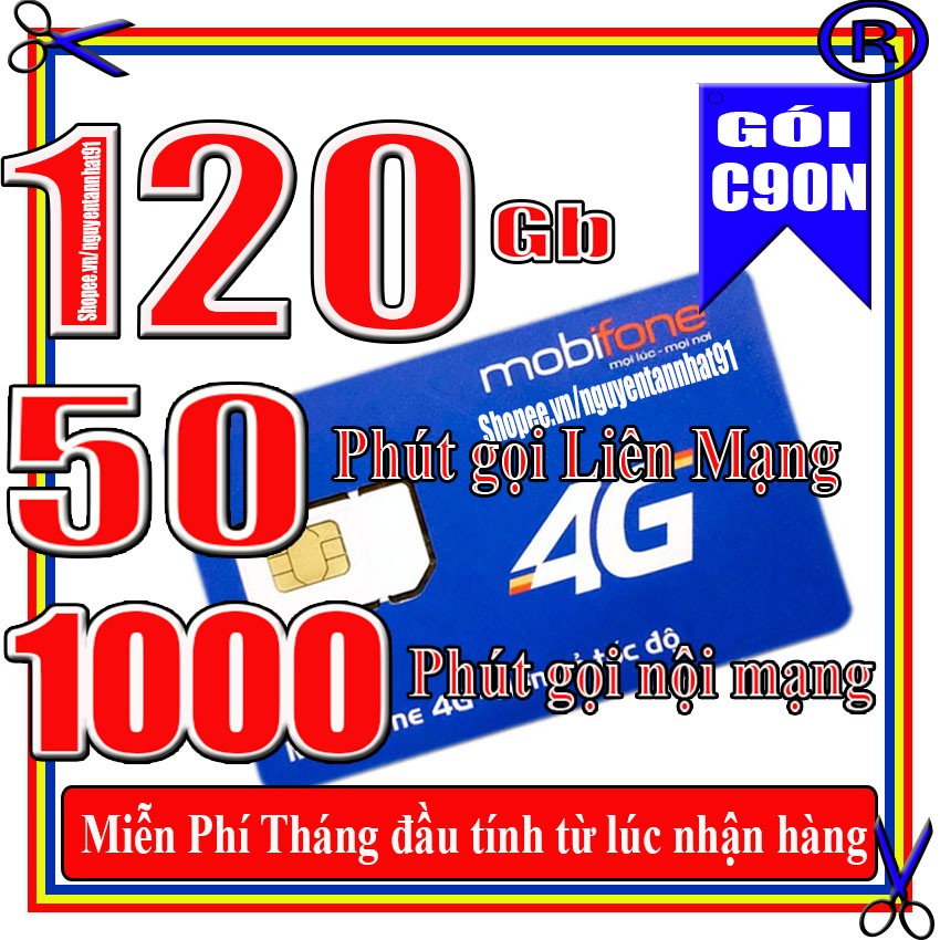 Sim 4G Mobi C90N (Tặng 120GB + 1000 Phút + 50 phút ngoại mạng)