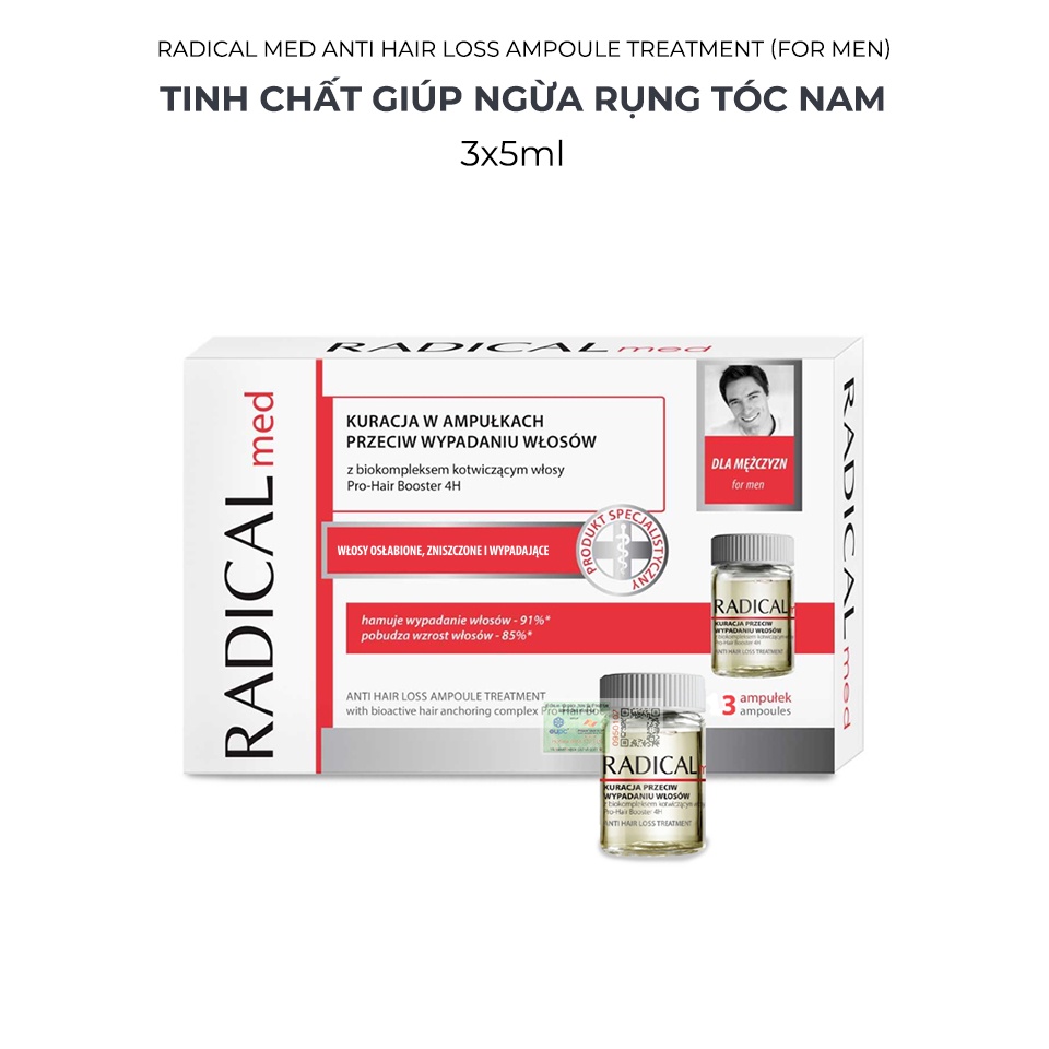 Tinh Chất Giúp Ngừa Rụng Tóc Cho Nam - Farmona Radical Med Anti Hair Loss Ampoule Treatment 3x5ml