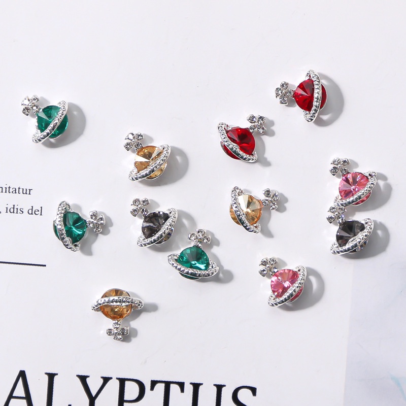 Phụ Kiện Trang Trí Móng Tay Nghệ Thuật Bằng Hợp Kim Đính Đá Zircon Nhiều Màu Lấp Lánh