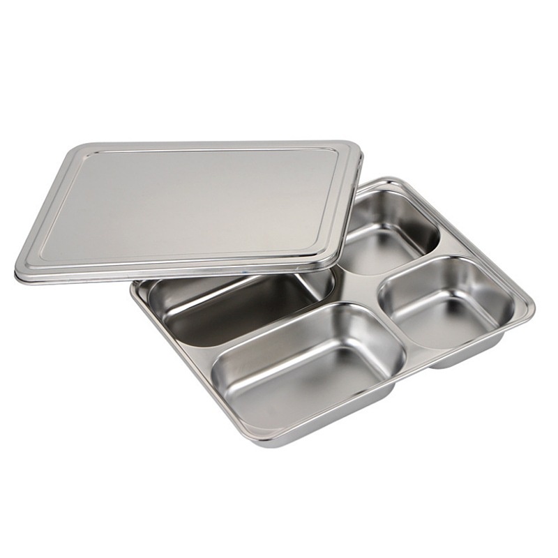 Khay Cơm Inox 304-Khay Cơm Inox Sâu Lòng 4 Ngăn Cao Cấp