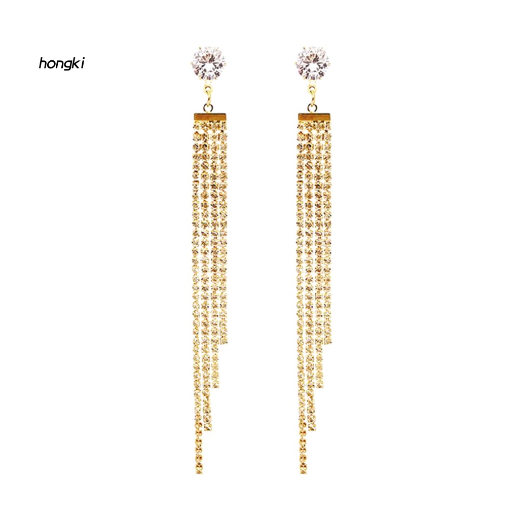 1 Đôi Bông Tai Dát Đá Hình Giọt Nước Thời Trang