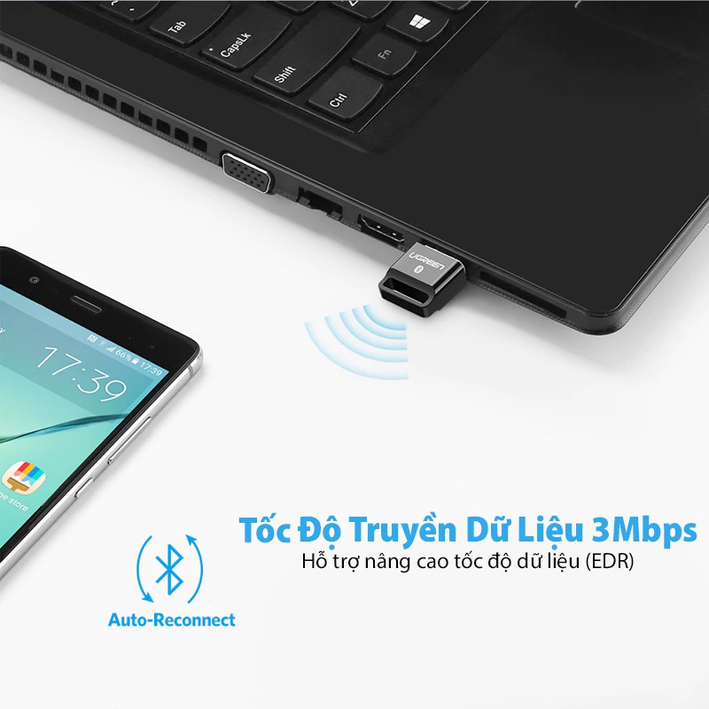 Thiết bị USB Bluetooth 4.0 Ugreen 30524 (Màu đen)