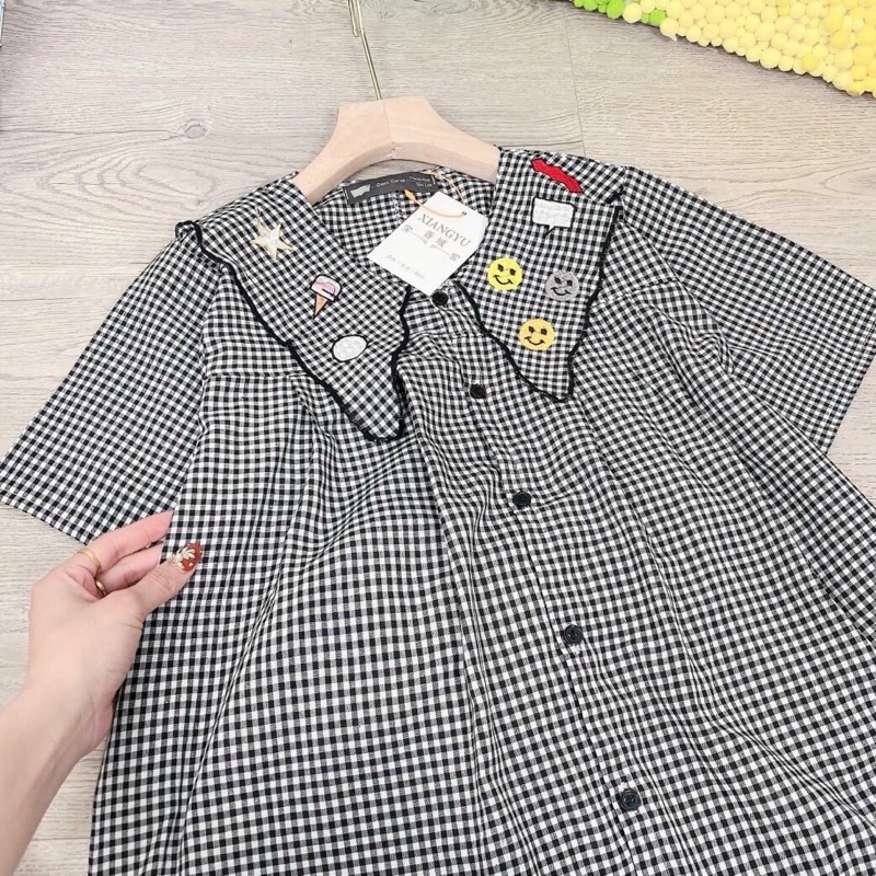 [Shop bigsize nữ 50kg-90kg] Set áo caro ticker + short - SD983