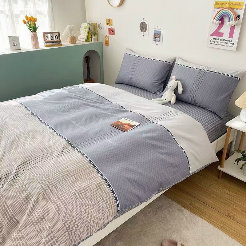 Chăn Ga Gối Cotton Living "Roma Chìm Xanh Dương " - Bộ Chăn Ga Gối Cotton 100% Nhập Khẩu 4 món