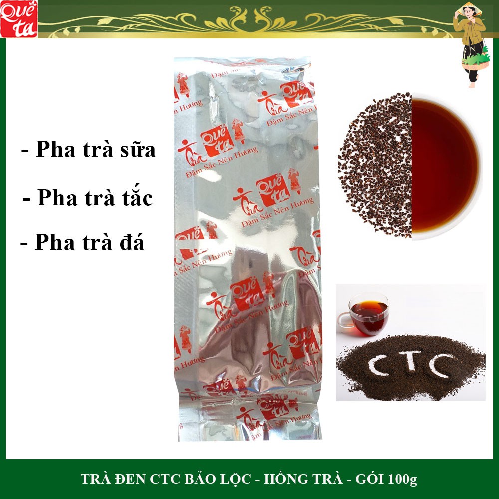 Trà đen CTC Bảo Lộc, Trà đen pha trà sữa ngon, an toàn, tiện lợi, hồng trà pha trà sữa - gói 500g