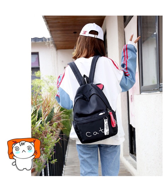 Balo đi học vải dù , balo mèo xinh xắn