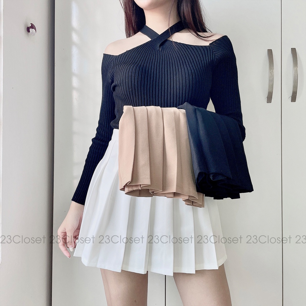 Chân váy tennis ngắn xếp ly 23Closet lưng cao dáng chữ a xòe cá tính trắng đen ulzzang cạp cao cao cấp -CV01 | BigBuy360 - bigbuy360.vn