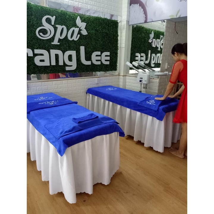 Khăn trải giường spa CHUẨN LOẠI 1 KT 90*1m9 dày, mềm mịn - có nhận thêu