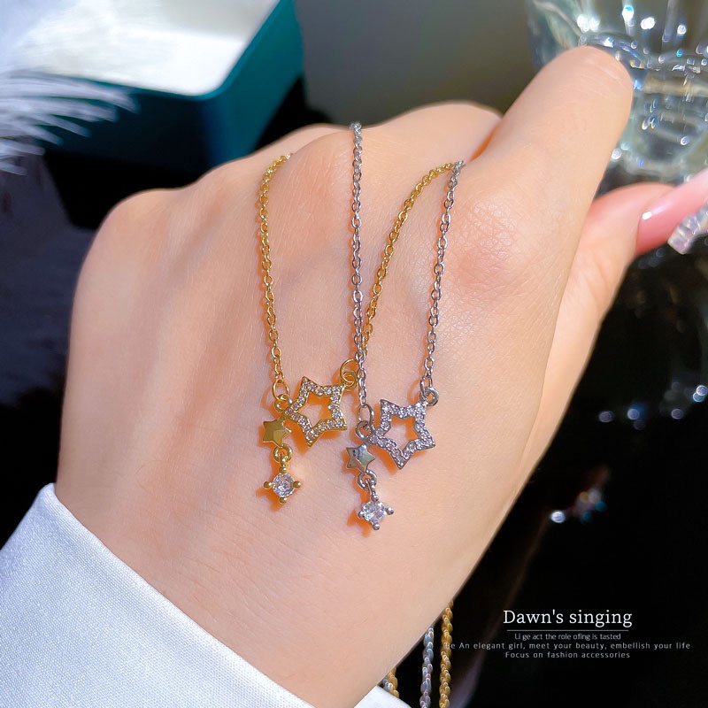 Dây chuyền, vòng cổ nữ đính đá nhân tạo, titan không gỉ sang trọng và thanh lịch LOZI (VCNU03)