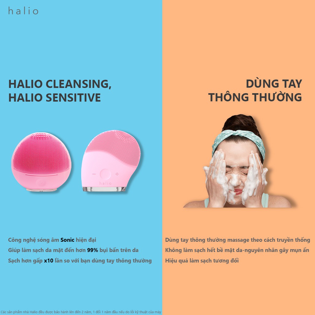 Máy Rửa Mặt Halio Dành Cho Da Nhạy Cảm Sensitive Facial Cleansing & Massaging Device
