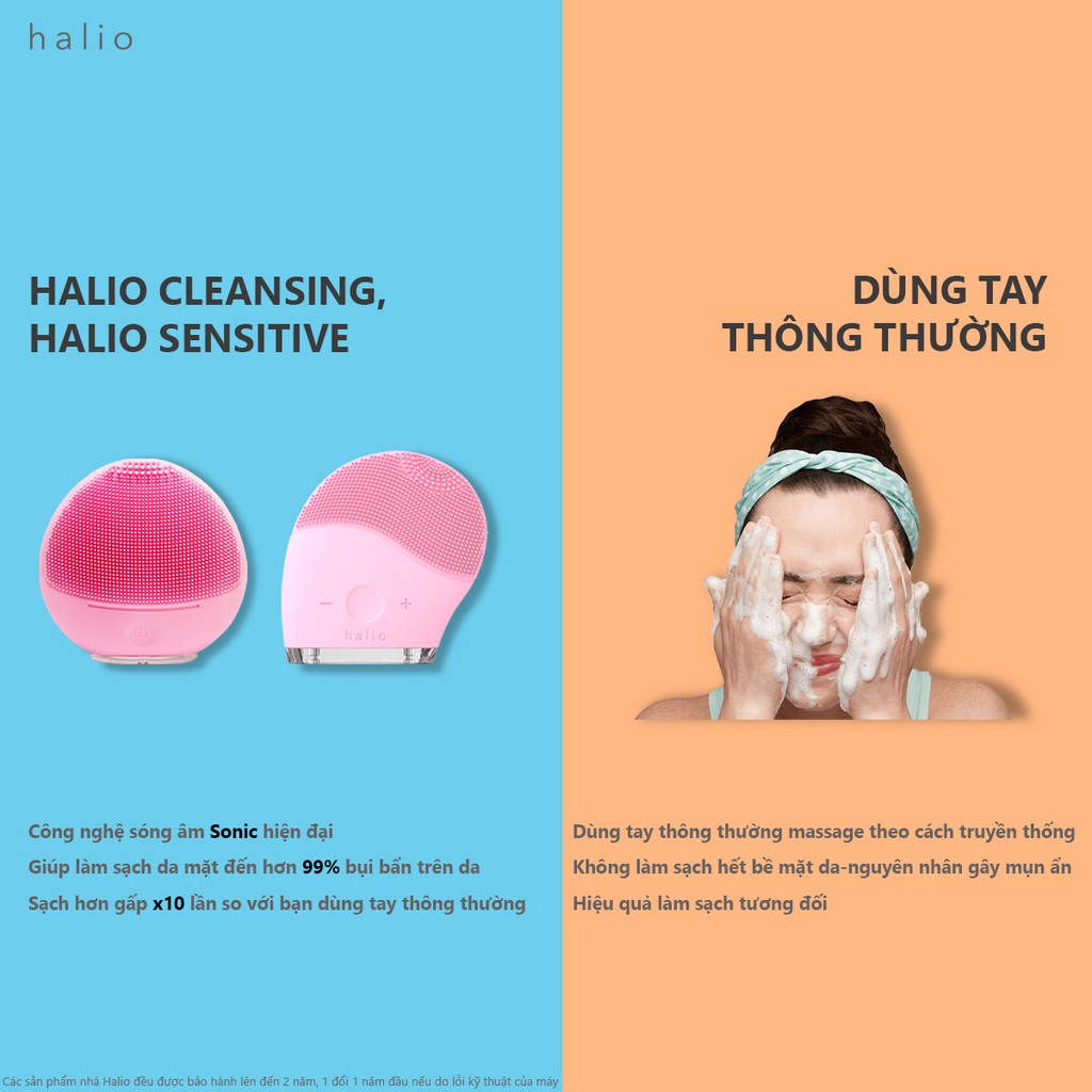 Máy Rửa Mặt Halio Dành Cho Da Nhạy Cảm Sensitive Facial Cleansing &amp; Massaging Device