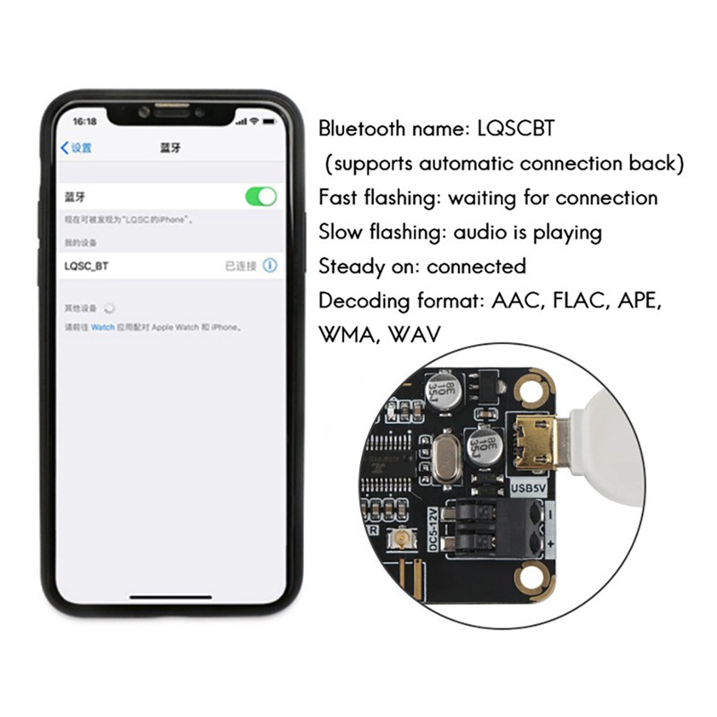 LQSC Bluetooth Decoder Board for AUX Input Diy ified Speaker Audio MP3 Stereo Audio Receiver ule