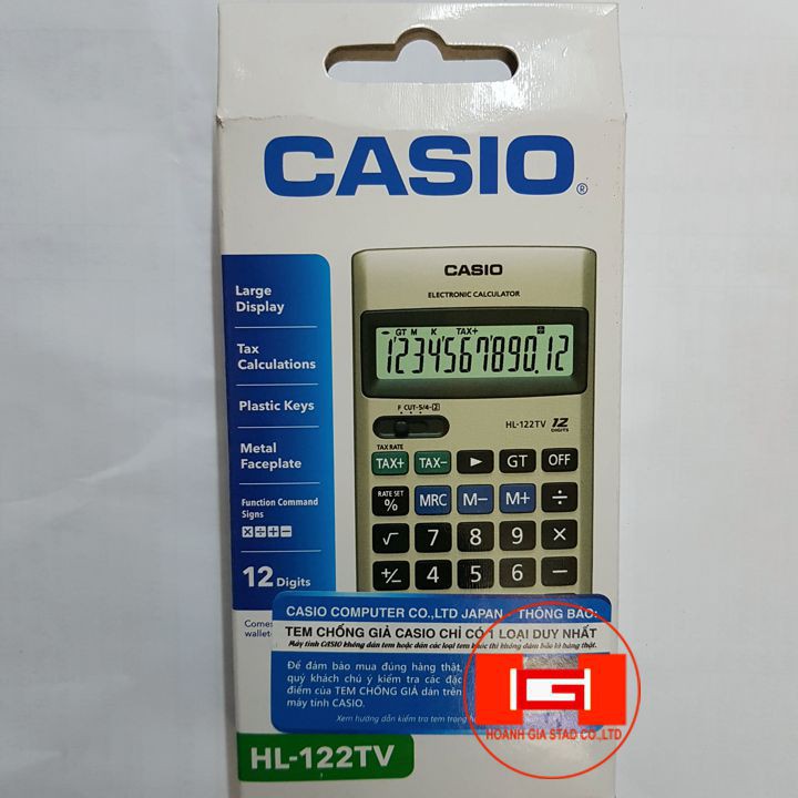Máy tính CASIO HL-122TV bỏ túi chính hãng kèm bao da BH 7 năm