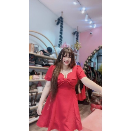 (SHOP BIGSIZE nữ 50kg đến 90kg ) đầm nơ dáng xoè siêu hot cho nàng đi tiệc D60