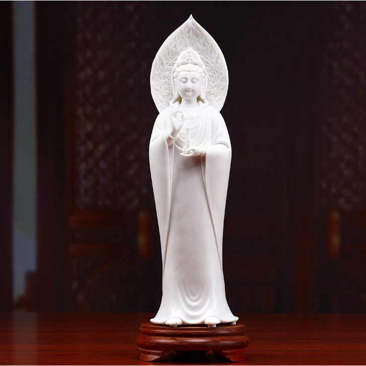 Bộ tượng Phật Tây Phương Tam Thánh bằng sứ tuyết cao cấp màu trắng - Tự Thanh