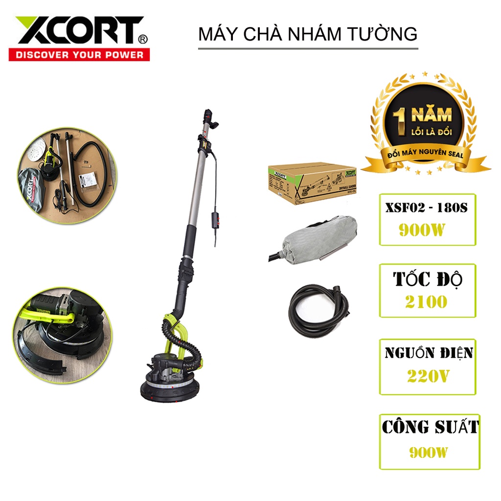 Máy chà tường 900W XCORT Máy chà tường kèm cán dài Bảo hành 12 tháng chính hãng