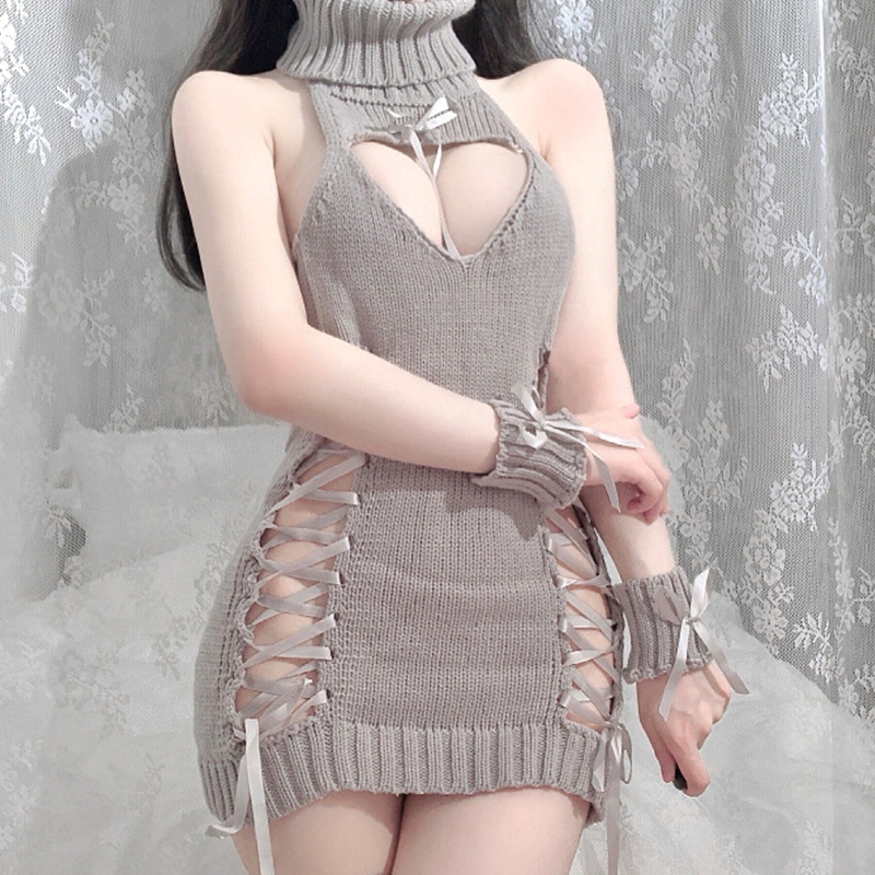 Youyo Áo Sweater Cổ Lọ Họa Tiết Anime Nhật Bản Rỗng