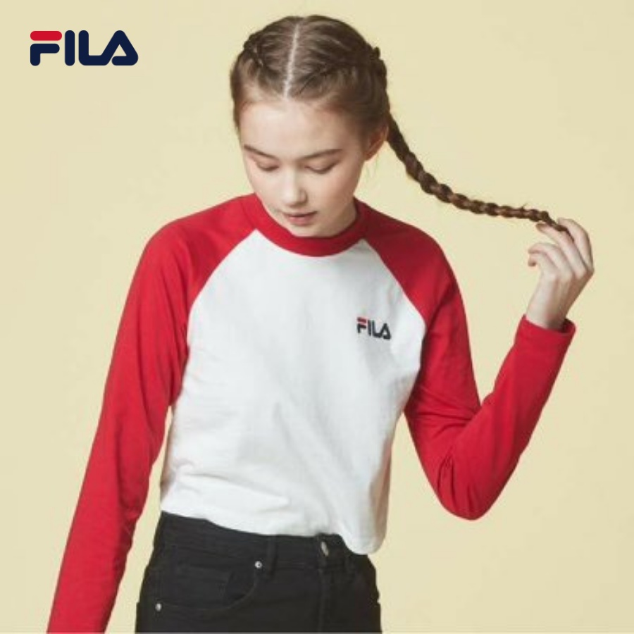 Áo thun crop tay dài nữ Fila Small Logo Color Raglan - FS2RLC1151F-DRD