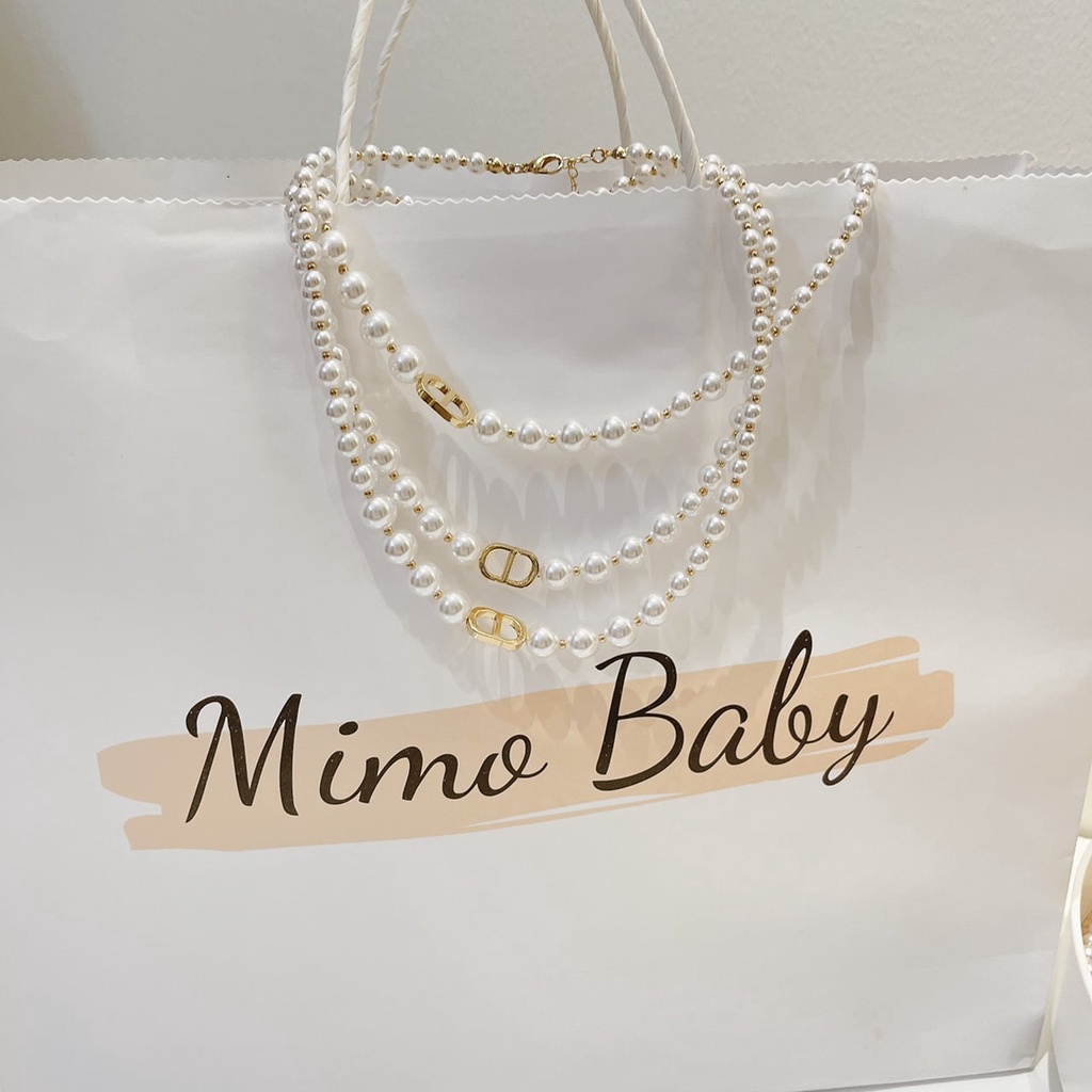 Vòng cổ chocker ngọc trai nhân tạo chữ CD cao cấp cho nữ, cho bé Mimo baby KT16