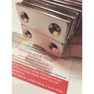 NAM CHÂM CHỮ NHẬT 60X20X5 VÁT 2 LỖ