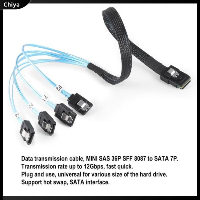 Dây Cáp Kết Nối Dữ Liệu SMA Server Mnin SAS 36p sff 8087 Sang sata7p