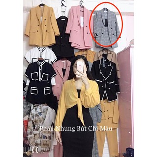 Ảnh thật - Set vest Chân Váy Kẻ - Pass lại hàng nguyên tag
