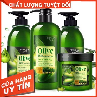 Bộ Sản Phẩm OLIVE BiOQUA siêu mượt tóc và phục hồi hư tổn ngăn rụng tóc