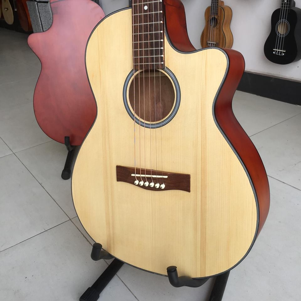 Đàn guitar SV001 - đàn acoustic tập chơi có ty chống cong - Tặng phụ kiện