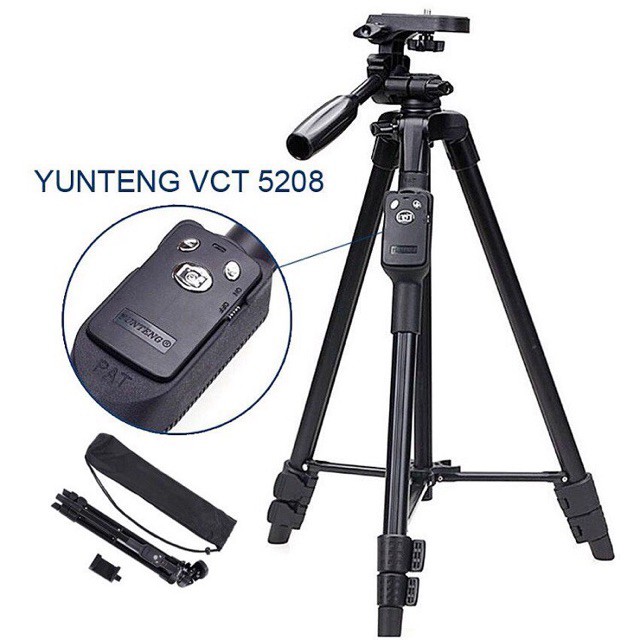 Gậy chụp hình 3 chân Tripod Yunteng 5208 cho máy ảnh điện thoại | BigBuy360 - bigbuy360.vn