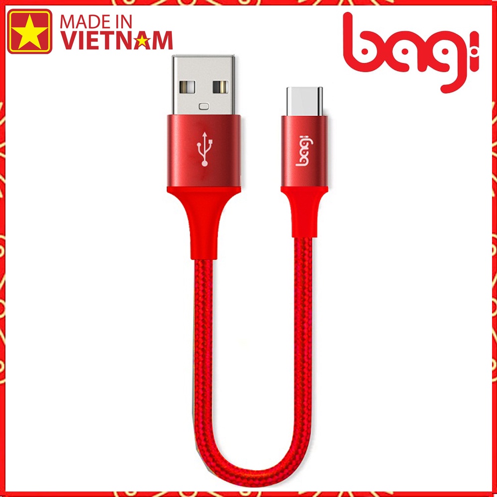 Dây cáp dù sạc nhanh Type C dài 20cm - 1m - 2m - Hàng chính hãng Bagi  - Made in VietNam