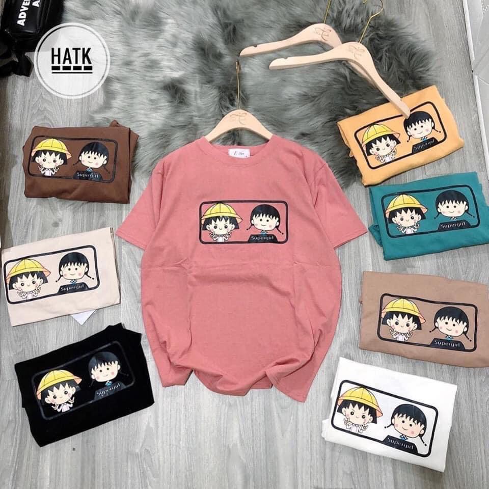 Áo thun tay lỡ nữ maruko freesize dáng Unisex mặc cặp, nhóm, lớp in hình Cute
