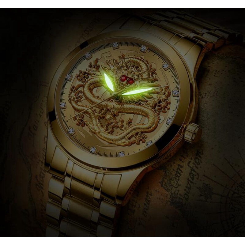 Đồng hồ quartz chống thấm nước mạ vàng kiểu con rồng | BigBuy360 - bigbuy360.vn