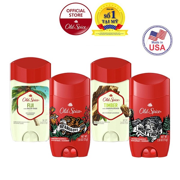 Lăn Khử Mùi Old Spice Sáp Khử Mùi Ngăn Tiết Mồ Hôi Hương Timber| Fiji | Bearglove | Wolfthorn Old Spice Deodorant 73g