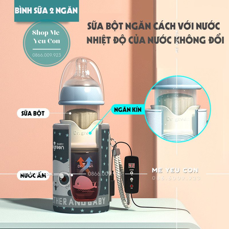 Bình Sữa 2 Ngăn Chống Đầy Hơi, Bình Sữa Thông Minh Cho Bé Siêu Tiện Lợi Pha Sữa Cực Nhanh 3Trong 1