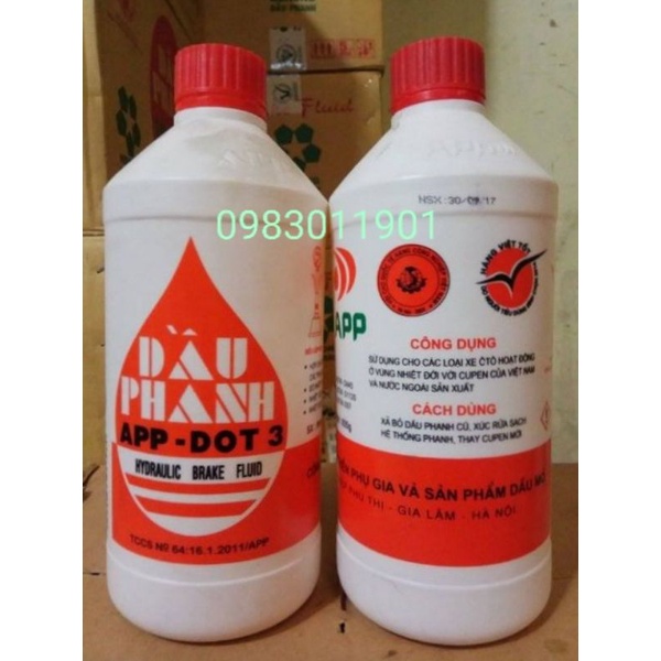 dầu phanh(dầu thắng)APP-DOT3 chai 1 lít
