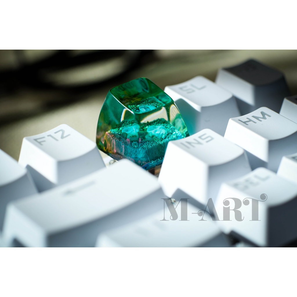 "Nút Bàn Phím Cơ" chủ đề Green Texture Xuyên Led - Green Texture resin keycap