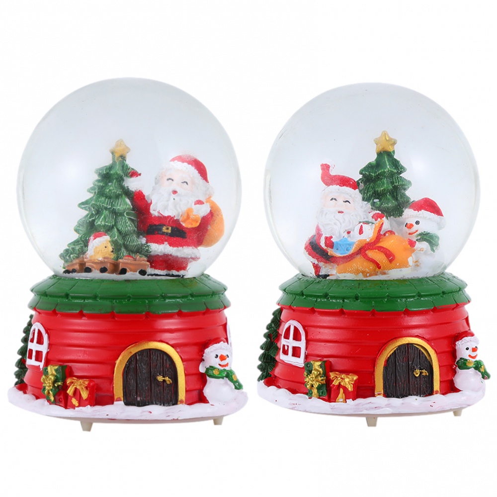 Quả cầu tuyết phát nhạc 85mm có đèn nhiều màu sắc phong cách Giáng Sinh