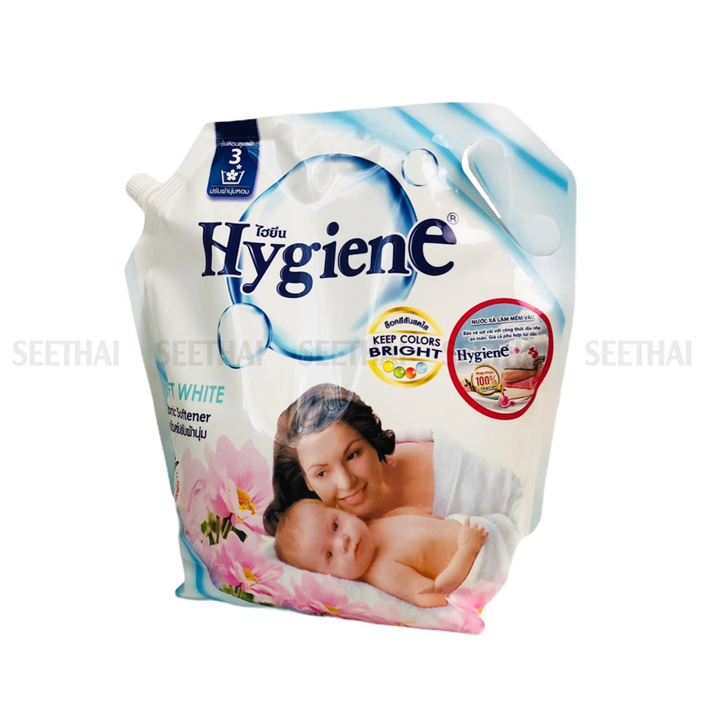 Nước xả mềm vải hương hoa nhẹ nhàng HYGIENE Soft White Thái Lan 1800ml - túi trắng - Fabric softener