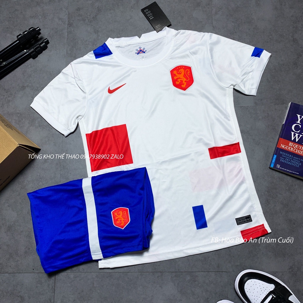 Set Bộ Quần Áo Bóng Đá Đội Tuyển Hà Lan WC 2022 Màu Trắng Caro - Vải Thái Chuẩn Áo Thi Đấu - Áo Đá Banh Hà lan