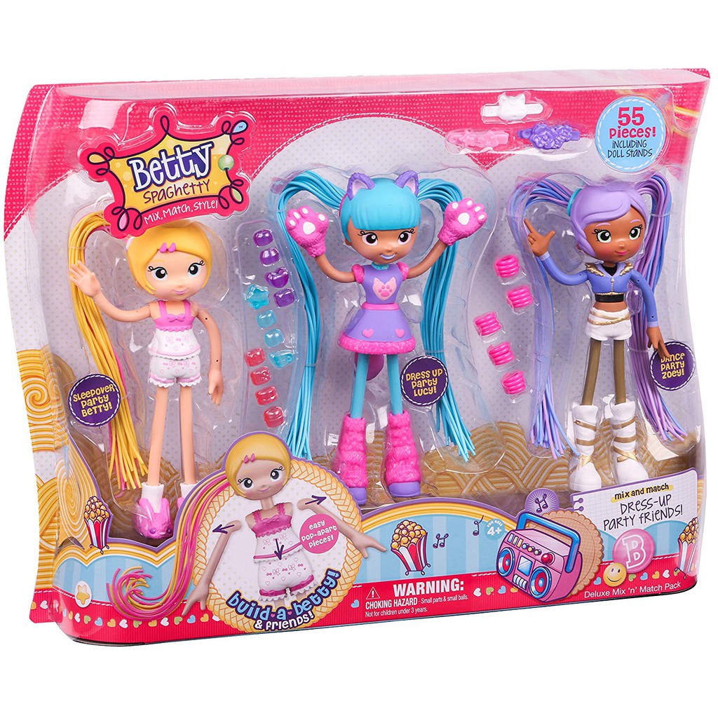 Bộ Đồ Chơi Kết Tóc Búp Bê Betty Spaghetty S1 Deluxe Mix N Match Pack (Mỹ)