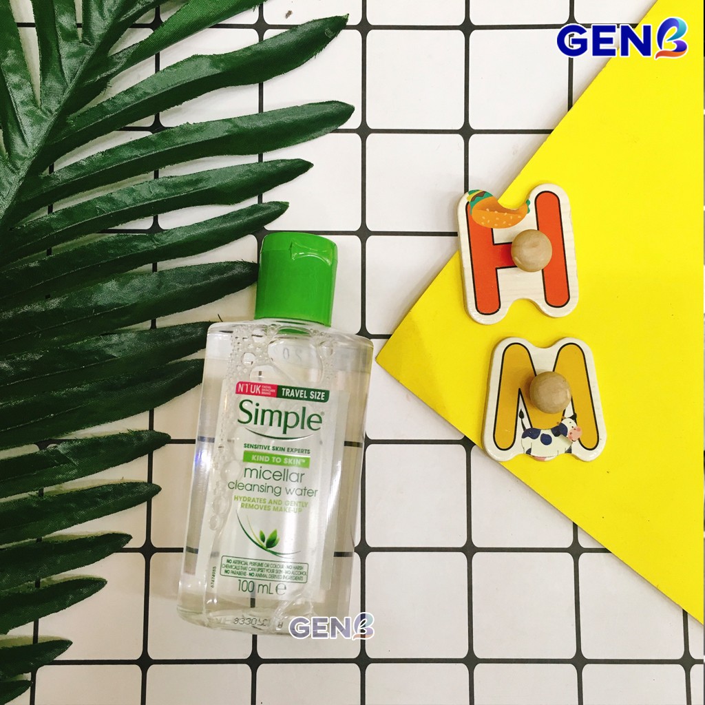 Nước Tẩy Trang Simple Micellar Cleansing Water Chăm Sóc Da Dưỡng Ẩm Da Dầu Mụn Da Nhạy Cảm Chính Hãng Mỹ Phẩm GENB