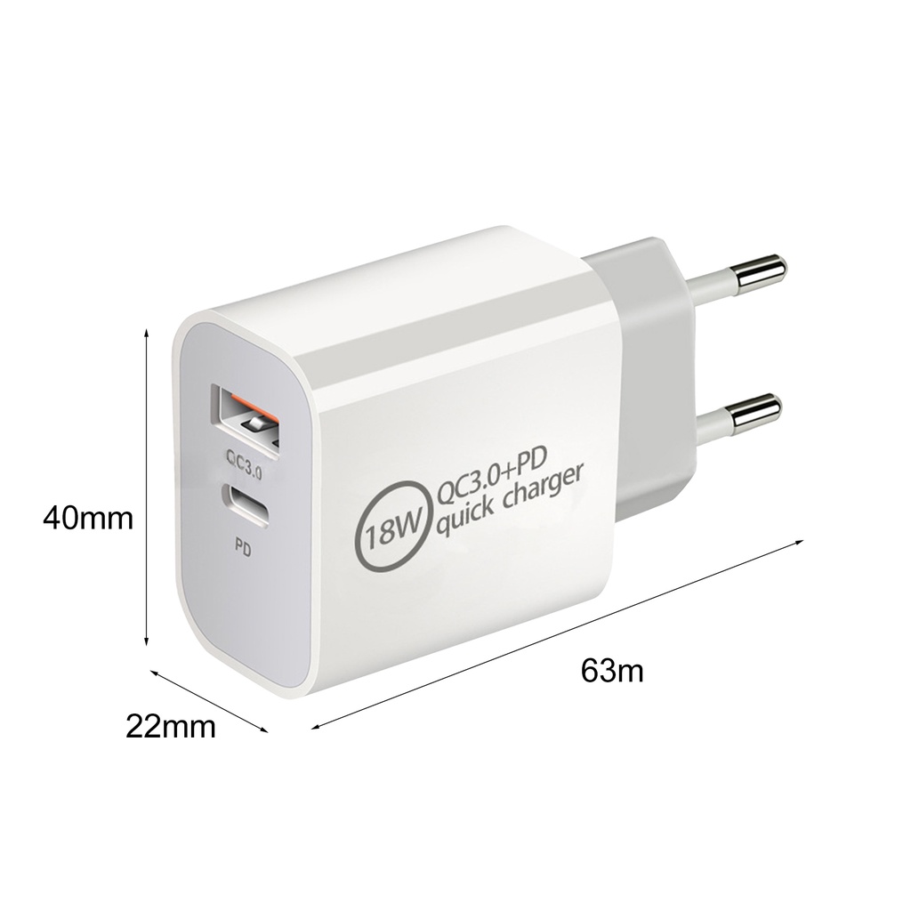 Cốc Sạc Điện Thoại Nhanh Hai Cổng Us / Eu / Uk / Au Pd 20w Qc3.0