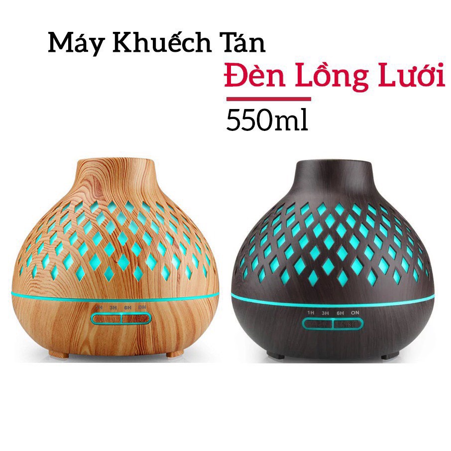 Máy khuếch tán tinh dầu, máy xông tinh dầu đèn lồng dung tích 550ml, hẹn giờ lên tới 6 tiếng, bảo hành 6 tháng