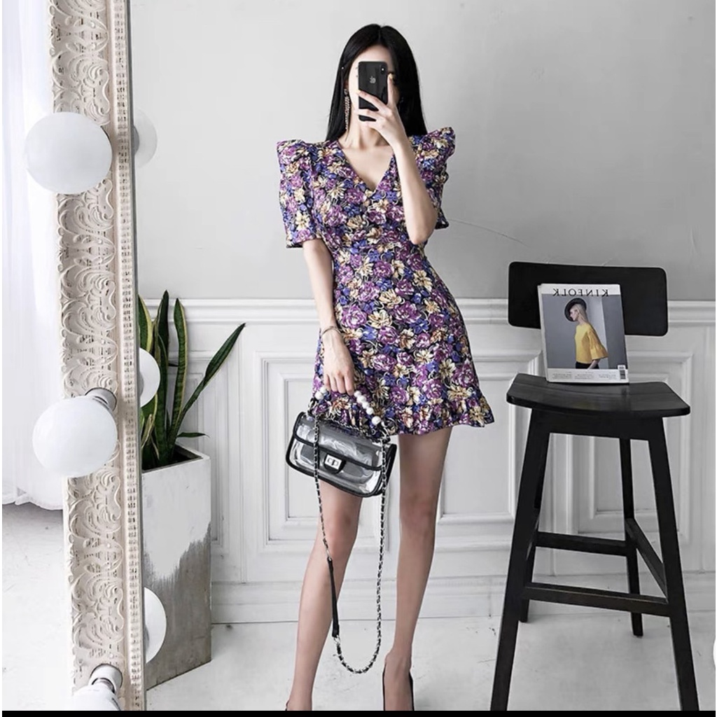 Váy hoa nhí tím hàng qc dành cho nữ