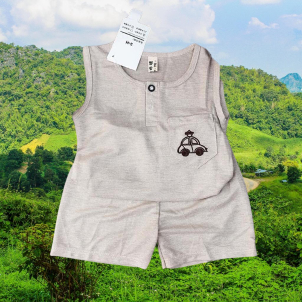 Bộ Ba Lỗ Sát Nách Túi In Ô Tô Cho Bé Trai Bé Gái Mặc Đều Xinh Chất Thun Lạnh Cao Cấp - MOOBABY SHOP